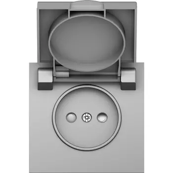 Накладка для розетки без заземления, с крышкой, 16A 250 В~, сталь Donel S08 DS43437