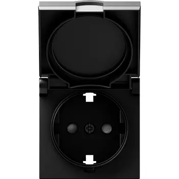 Накладка для розетки Schuko с заземлением, с крышкой, 16A 250 В~, матовый карбон Donel A07 DE45430