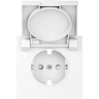 Накладка для розетки Schuko с заземлением, с крышкой, 16A 250 В~, глянцевый белый Donel S08 DS45403