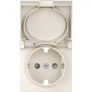 Накладка для розетки Schuko с заземлением, с крышкой, 16A 250 В~, матовый кремовый Donel A07 DE45431