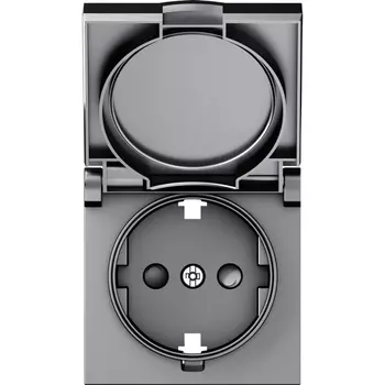 Накладка для розетки Schuko с заземлением, с крышкой, 16A 250 В~, матовый серый Donel A07 DE45440