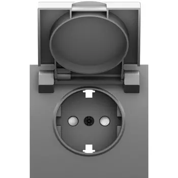 Накладка для розетки Schuko с заземлением, с крышкой, 16A 250 В~, серый графит Donel S08 DS45459