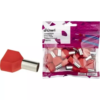 Наконечник-гильза двойной с изолированным фланцем 25 шт. duwi 26599 7 Duwi