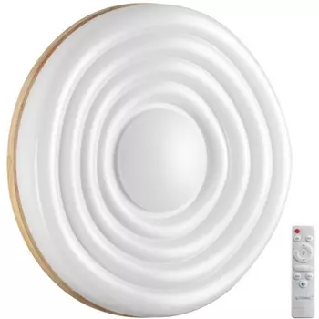 Настенно-потолочный светильник Sonex Fass Wood 7674/EL белый/натуральное дерево LED 70Вт 3000-6000К D470 IP43 пульт ДУ