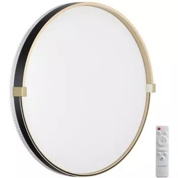 Настенно-потолочный светильник Sonex Olidi Black 7647/EL PALE SN пластик/черный/золотой LED 70Вт 3000-6000К D490 IP43 пульт ДУ