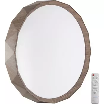 Настенно-потолочный светильник Sonex Zif Wood 7637/DL BASICA SN пластик/корич. под дер. LED 48Вт 3000-6000K D385 IP43 пульт ДУ