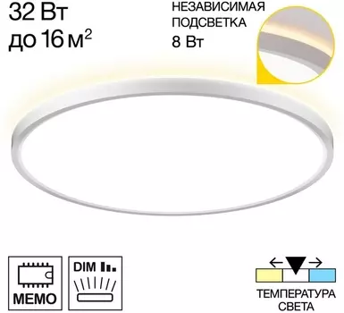 Настенно-потолочный светильник круглый светодиодный с подсветкой IP40 Citilux Norma CL748400