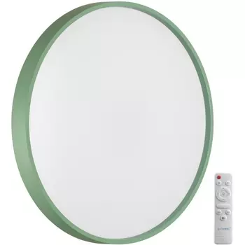 Настенно-потолочный светильник светодиодный Sonex Mavic 7743/DL COLOR SN пластик/белый/зеленый LED 48Вт 3000-6000К D380 IP43 пульт ДУ