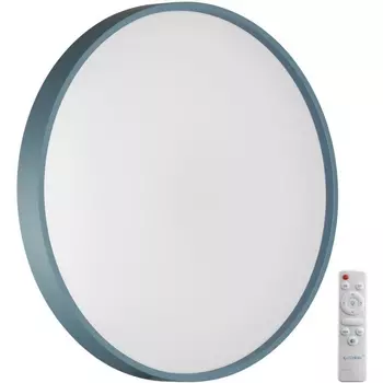 Настенно-потолочный светильник светодиодный Sonex Mavic 7745/DL COLOR SN пластик/белый/синий LED 48Вт 3000-6000К D380 IP43 пульт ДУ