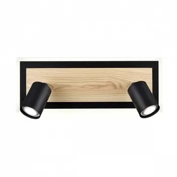 Настенный светильник со спотами Lumion Pine 8025/19WL черный/дерево, металл/МДФ LED GU10 2*10W + LED 19W 220V