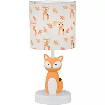 Детская настольная лампа Escada Animal 10166/L Fox 1х40Вт Е14, керамика/ткань, оранжевый/белый/орнамент лисички