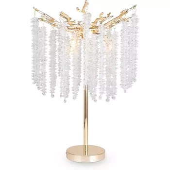 Настольная хрустальная лампа с подвесками (ветки) Freya Mineral FR1010TL-03G