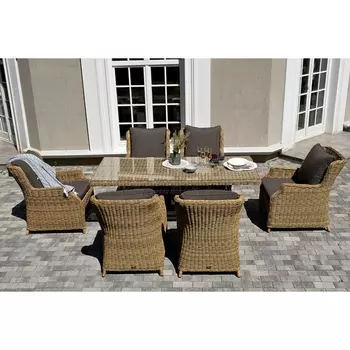 "Неаполь" обеденная группа плетеная из искусственного ротанга, цвет соломенный 4SIS арт.УТ-00008188