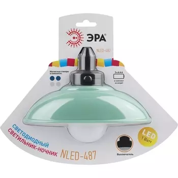 Ночник светодиодный с выключателем на батарейках ЭРА NLED-487-1W-SW-GR