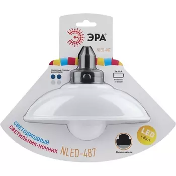 Ночник светодиодный с выключателем на батарейках ЭРА NLED-487-1W-SW-W