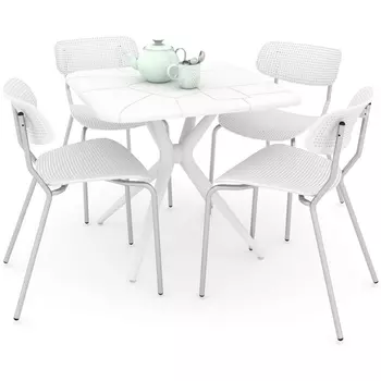 Обеденная группа белый/хром лак Sheffilton SHT-DS129 3684311501