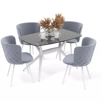 Обеденная группа дымчатый/нейтральн. серый/белый/бел.муар Sheffilton SHT-DS190 2703578001