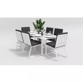 Обеденная группа Gardenini Voglie (Алюминий,Закаленное стекло,Ткань/Белый,Антрацит) DVGL.020518.C2