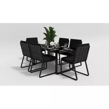 Обеденная группа Gardenini Voglie (Алюминий,Закаленное стекло,Ткань/Темно-серый,Черный) DVGL.010618.C2