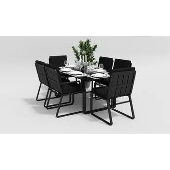 Обеденная группа Gardenini Voglie (Алюминий,Закаленное стекло,Ткань/Темно-серый,Черный) DVGL.010618.C1