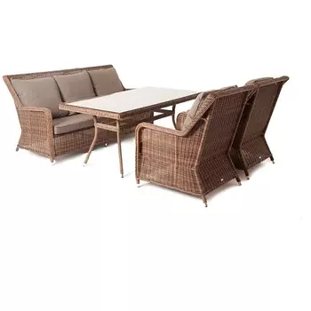Обеденная группа из искусственного ротанга, цвет коричневый 4SIS Гляссе GS3C2СT-4-SET brown