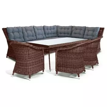 Обеденная группа из искусственного ротанга, цвет коричневый 4SIS Базелла BAZS6C3T-8-SET brown