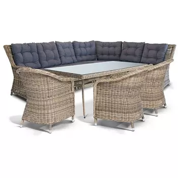 Обеденная группа из искусственного ротанга, цвет соломенный 4SIS Базелла BAZS6C3T-8-SET