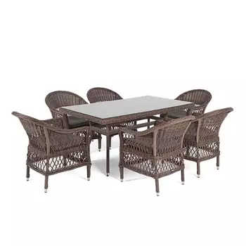 Обеденная группа из искусственного ротанга на 6 персоны, цвет коричневый 4SIS Амароне AmC6T-7-SET brown