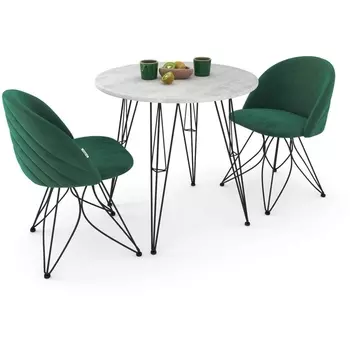 Обеденная группа лиственно-зеленый/бетон светлый/черный Sheffilton SHT-DS144 5678345601