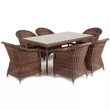 Обеденная группа плетеная, цвет коричневый 4SIS Эспрессо EC6T-7-SET brown