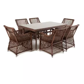Обеденная группа плетеная, цвет коричневый 4SIS Латте LC6T-7-SET brown