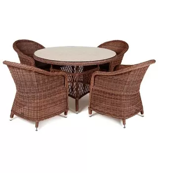 Обеденная группа плетеная, цвет коричневый 4SIS Равенна RAVC4T-5-SET brown