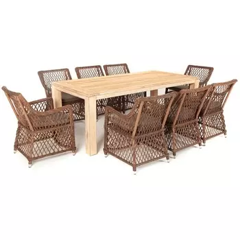 Обеденная группа плетеная, цвет коричневый 4SIS Витория VITC8T-9-SET brown