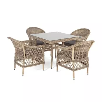 Обеденная группа плетеная, цвет соломенный 4SIS Сицилия SC4T-5-SET
