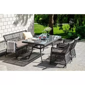 Обеденная группа плетеная на 4 персоны, цвет графит 4SIS Катания KATS2C2T-4-SET graphite