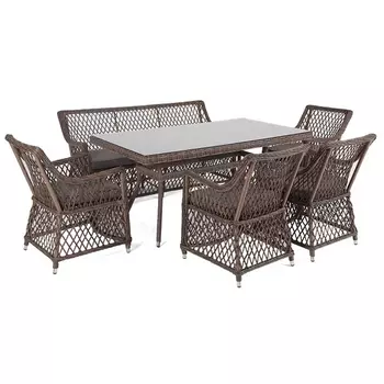 Обеденная группа плетеная на 6 персон, цвет коричневый 4SIS Катания KATS2C4T-6-SET brown