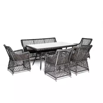 Обеденная группа плетеная на 6 персон, цвет графит 4SIS Катания KATS2C4T-6-SET graphite