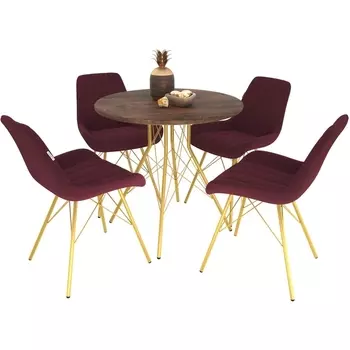 Обеденная группа рубиновое вино/палисандр/золото Sheffilton SHT-DS147 8765042501