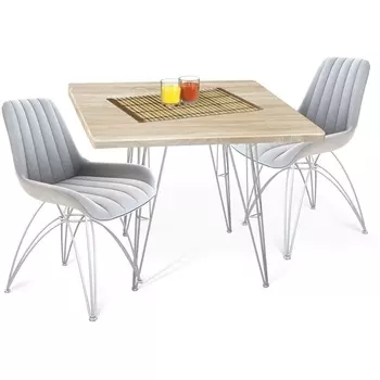 Обеденная группа серое облако/хром лак/дуб сонома светлый Sheffilton SHT-DS115 6624835301