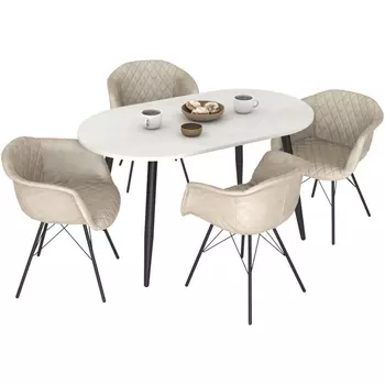 Обеденная группа Sheffilton SHT-DS143 кремовый/бетон крем/черный муар