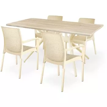 Обеденная группа Sheffilton SHT-DS164 дуб сонома светлый/бежевый/светлый орех