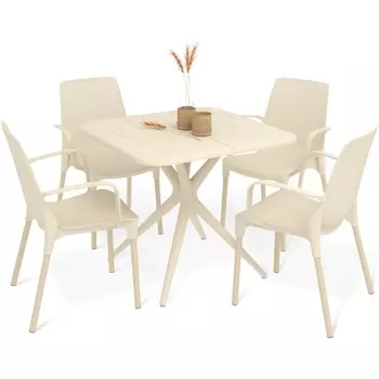 Обеденная группа Sheffilton SHT-DS202 бежевый/ваниль