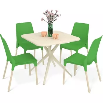 Обеденная группа Sheffilton SHT-DS203 бежевый/зеленый/ваниль