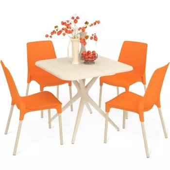 Обеденная группа Sheffilton SHT-DS204 бежевый/оранжевый/ваниль