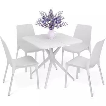 Обеденная группа Sheffilton SHT-DS205 белый/хром лак