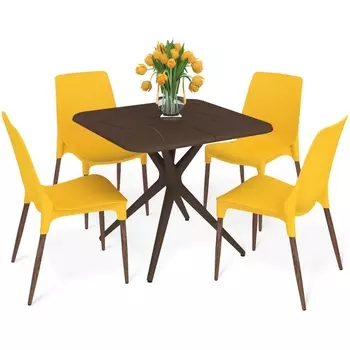 Обеденная группа Sheffilton SHT-DS207 коричневый/желтый/темный орех