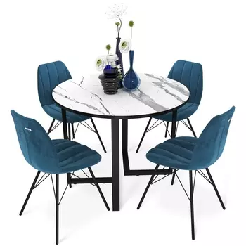 Обеденная группа Sheffilton SHT-DS229 статуарио венато/морск.глубина/черн.муар от фабрики Sheffilton