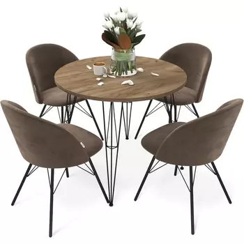 Обеденная группа Sheffilton SHT-DS238 дуб галиф.таб./кофейный ликер/черн. муар