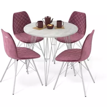 Обеденная группа SHT-DS187 бетон светлый/ежевичное вино/хром лак от фабрики Sheffilton