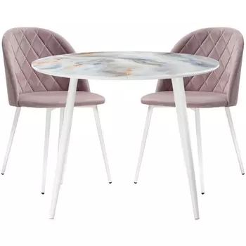 Обеденная группа Woodville Алар микровелюр розовый / кианит / белый 514955